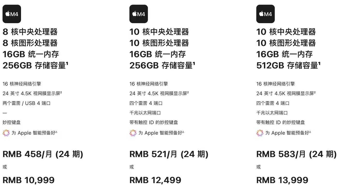 蘋果釋出新款iMac：搭載M4晶片，售10999元起