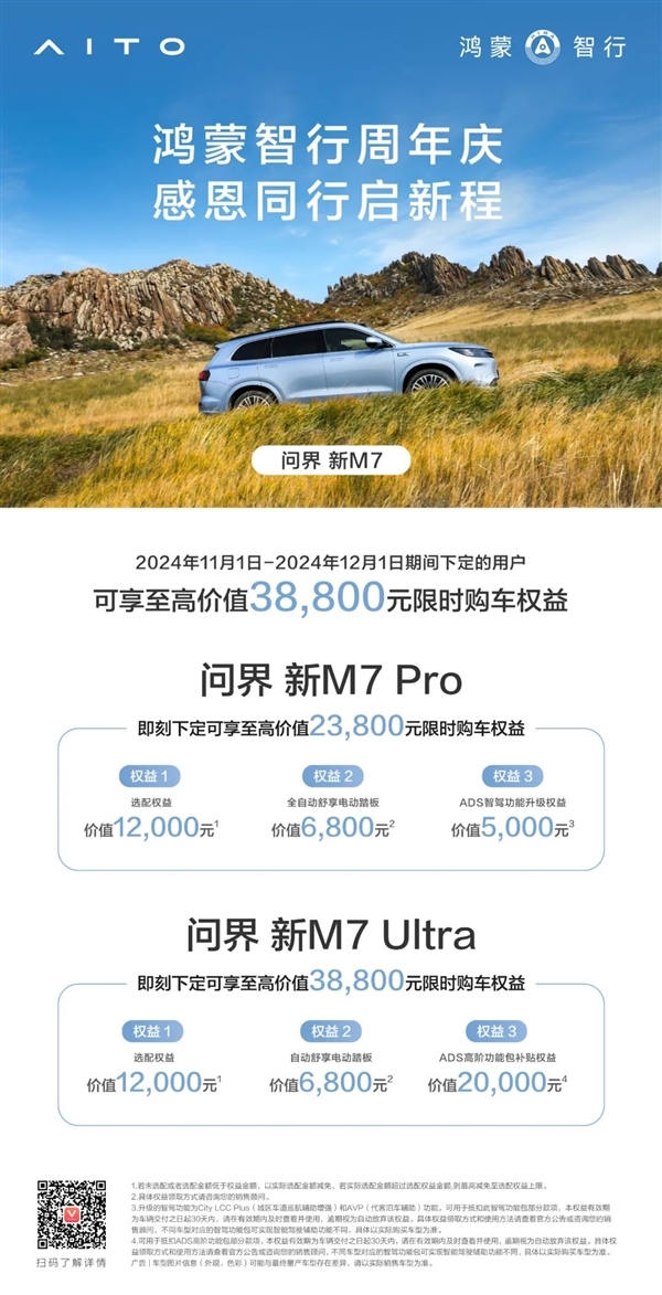 即日起 問界汽車全系大促：最高送49999元限時權益